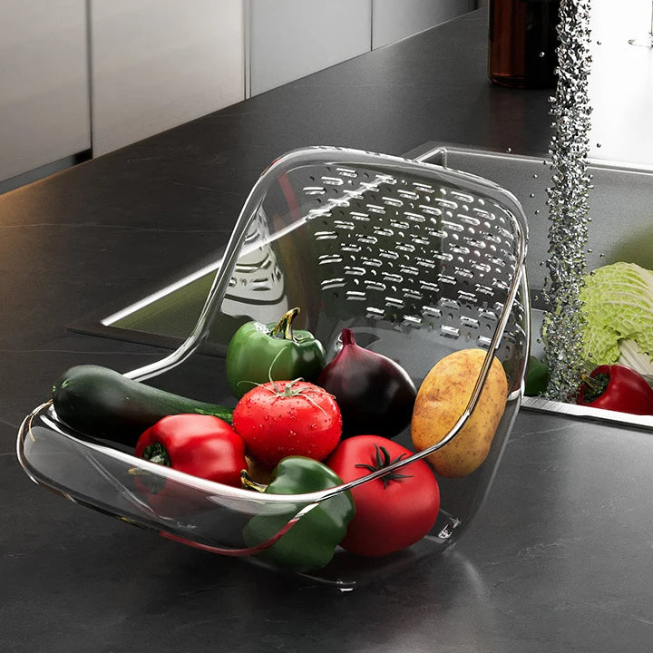 Kitchen Organizer Drain Baskets Multifunctional Plastic Sink Fruit Vegetable Cleaning Drain Storage Basket
