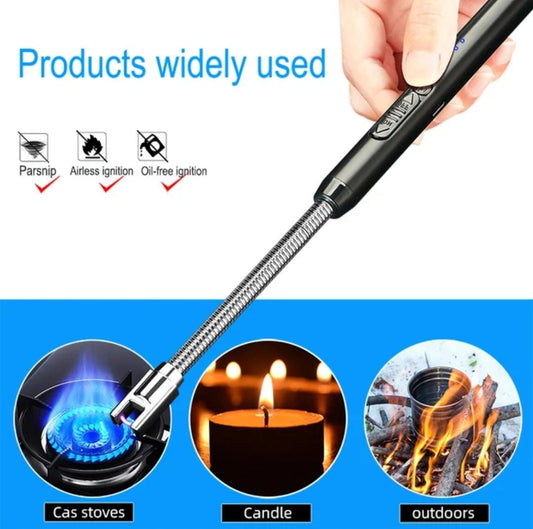 USB Rechargeable Arc Flameless Plasma Lighter - Windproof Kitchen Silent Lighter for BBQ, Gas Stove and Firestarter